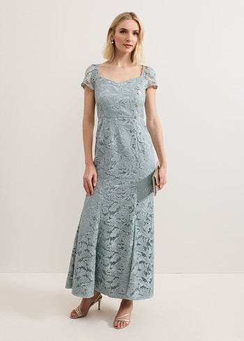 Phase Eight Phia Tux Lace Dress Blue USA | 4538629-FY